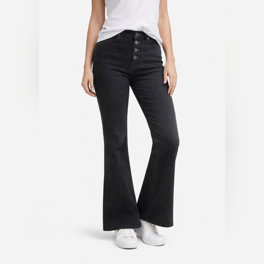 American Apparel Button Flare Jeans size 30 high-rise charcoal gray, NWOT